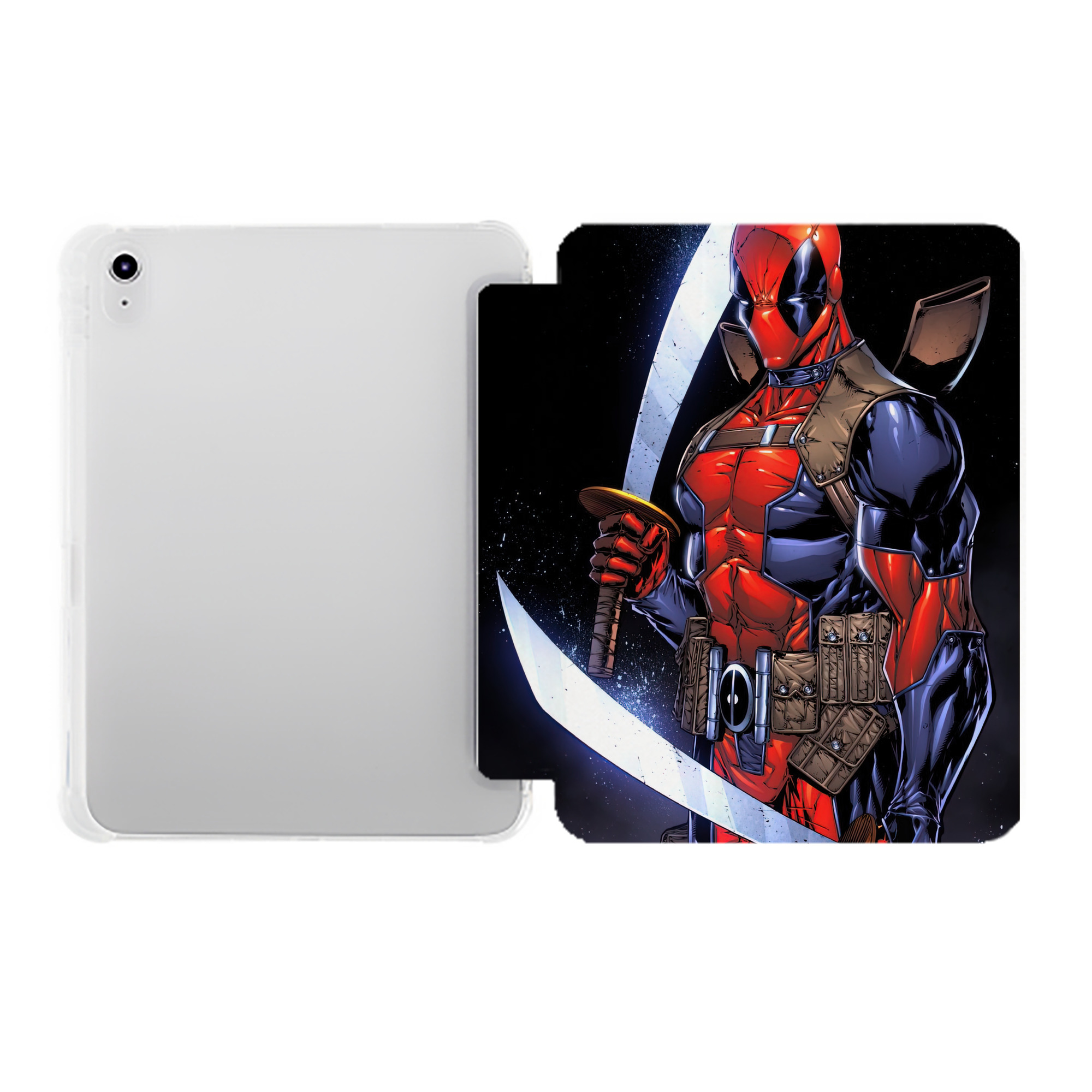 （画像用） Deadpool デッドプール IPad ケース ペン収納付き 三つ折りスタンド PUレザー×シリコン 対応機種9.5/10.5/10.9インチ